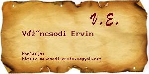 Váncsodi Ervin névjegykártya