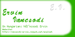 ervin vancsodi business card